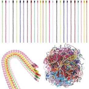 NUOBESTY Ball Beads Chain, 200pcs Ball Chain Colorful Beaded Chains Bead Keychain Ball Chain Connectors Keychain Chain for Jewelry Making Crafts, Hanging Christmas Decorations