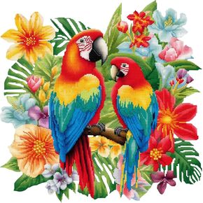 51buyoutgo Parrot Cross Stitch Kits, 11 Ct Count Funny Pre Printed Counted Stamped Cross Stitch Embroidery Needlepoint Pattern Kits for Beginners Adult, Animal Easy Advanced Crossstitch Crossstitching