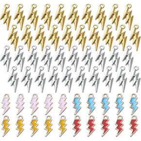 60pcs Lightning Bolt Charm Pendants Alloy Flash Lightning Charms Enamel Charms Pendants Celestial Dangle Charms for Bracelet Necklace Earrings DIY Jewelry Making Supplies