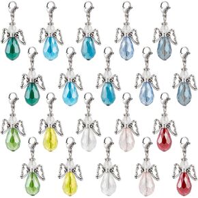 PH PandaHall 20pcs Angel Pendent Charm Something Blue Angel 10 Colors Wedding Bouquet Clip Glass Pearl Beaded Pendants Angel Charms for Bouquet Bridal Wedding Brides Graduation Charm Jewelry Making