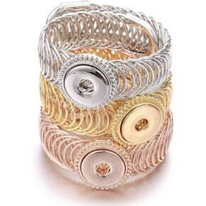 Lovglisten New 3pcs Snap Jewelry Bangle Hollow Fashion 18-20mm Adjustable Snap Jewelry Bracelets Charms (2)