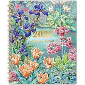 Monthly Planner 2025 - JAN 2025 - DEC 2025, 2025 Planner for Daily Organizing, 9" * 11", Academic Planner, 12 Monthly Calendar with Contacts, Passwords, Back Pocket, Tabs, Floral Design