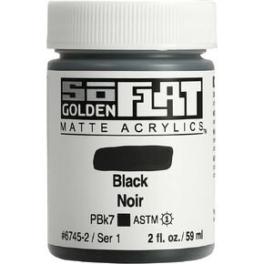 SoFlat Matte Acrylics by GOLDEN, Black, 2 fl. oz. Jar, Professional Acrylic Paint, Opaque
