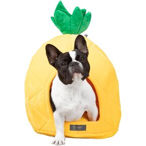 Nandog Pinepple Pet Bed 18 " - التصميم الاستوائي الممتع - نسيج فخم صغير فخم - متين ، مريح ، وقابل للغسل - مثالي للقطط والكلاب الصغيرة/المتوسطة