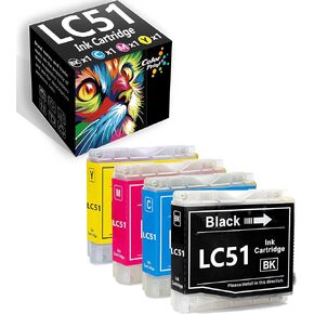 Compatible LC51 Ink Cartridge Replacement for Brother LC-51 LC51BK LC51C LC51M LC51Y for MFC-665CW MFC-885CW MFC-230C MFC-240C MFC-465CN MFC-5860CN DCP 130C 357C Printer (BCMY,4-Pack)