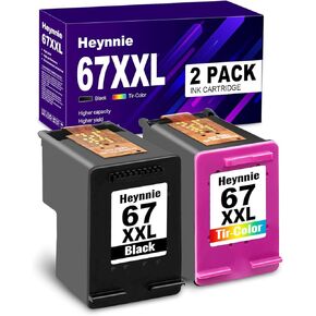 Remanufactured Ink Cartridges Replacement for HP 67XXL XXL 67XL 67 XL for DeskJet 2700 2755 4155e 4155 Envy 6055e 6455e 6400 6055 6075 Envy Pro 6452 6458 6475 Printers (1 Black, 1 Tri-Color)