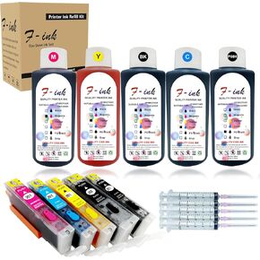Fink Refillable Ink Cartridges and 5 Bottles Dye Ink Replacement for Canon PGI-250XL CLI-251XL,Works with PIXMA MX922 MG7520 MG5520 MG5420 MG6620 MG5620 IP7220 IX6820 MG6420 MX722 MG5422 MG5522