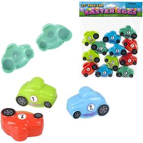 The Dreidel Company Race Car Plastic Easter Eggs, Fillable Easter Eggs, Perfect for Easter Egg Hunt, Surprise Egg, Easter Hunt, Party Favor 2.5" (12-Pack)