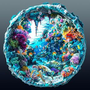 Jigfoxy Wooden Puzzle for Adults, 3D Visual Ocean Wooden Jigsaw Puzzles for Adult, Unique Animal Shape Wood Cut Puzzles, Christmas Thanksgiving Gifts for Friends Family (L-13.4 * 13.4in-300pcs)