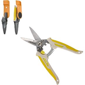7" Notch Scissors All Purpose, Heavy Duty, Multipurpose, for DIY Projects, Office, Production Lines, Pruning, with Protective Sheath (White/Pink)