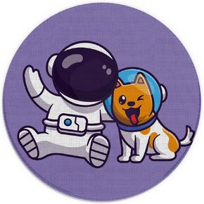 Mouse Pad，Cute Astronaut with dogastronaut Cartoon Style Funny Round Mousepad，Small Non-Slip Rubber Gaming Pads，Office Dorm Computer Laptop Mouse pad 7.9 x 7.9 Inch，Astronaut Enthusiast Gift
