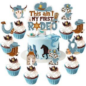Joymemo 25 Pitch My 2nd Rodeo Birthday Cake Decorations for Boy - هذا ليس لي أول كعكة روديو مع أقطار عيد ميلاد رعاة البقر ، اللوازم الرجع