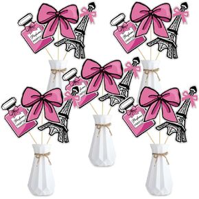 عصا باريس المركزية - 15pcs Ooh la la la eiffel table toppers - Paris party party decorations for kid boy girl birth