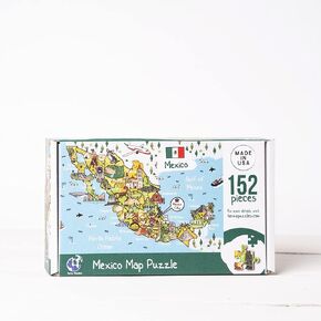 Mexico Map Wooden Jigsaw Puzzle 152 Piece, 15x10 inches
