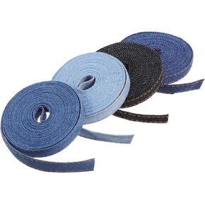 Healeved 4 Rolls Crafting Ribbon Stitch Denim Ribbon Layering Cloth Fabric Jeans Bows Ribbon for DIY Crafts Hairclip Apparel Accessories and Sewing Decorations 10mm