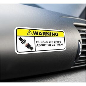 (4 Pcs) Funny Buckle Up Warning Sticker Set Vinyl Decal For Car Truck SUV Dashboard