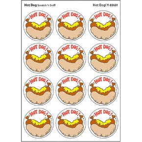 Hot Dog!/Hot Dog Scent Retro Scratch 'n Sniff Stinky Stickers by TREND; 24 Seals/Pack - Authentic 1980s Designs!