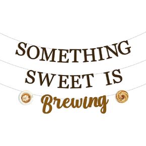 Jollyboom Coffee Baby Shower Decoration Banner ، شيء حلو هو تخمير الشاي الشاي الشاي زخرفة لتناول القهوة موضوع جنس الطفل الكشف عن حفلة