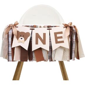 Teddy Bear 1st Birthday High Chair Banner - Boho Bear Theme First Birthday Banner, Woodland One Highchair Banner, Beary 1st Birthday Party Decoration, Teddy Bear Cake Smash Photo Props for First Birthday Boy/Girl