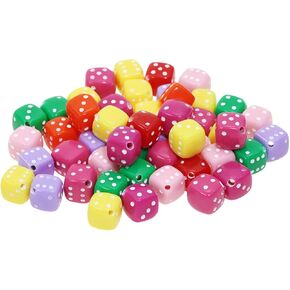 Tupalizy 8mm Acrylic Dice Beads Mini 5 Sided Dice Charms for Bracelets Jewelry Making Keychain Necklaces Earrings DIY String Crafts Board Games Classroom Family Party Gifts,100PCS