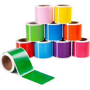 10 Rolls 1000 Pcs Colored Labels Stickers,3 x 2 Inch Rectangular Color Coding Labels Stickers,Assorted Colors Tags for Inventory and Home Organize, File Classification