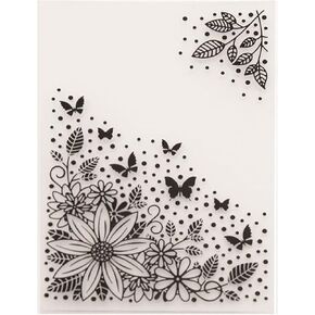 Arbuya Flowers Leaves Butterfly Corner Plastic Embossing Folder for Scrapbook DIY Album Card Tool Plastic Template Folders