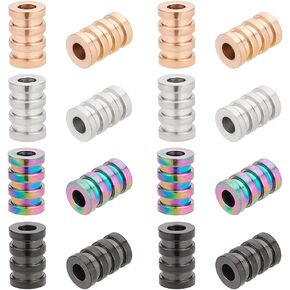 UNICRAFTALE 30Pcs 5 Colors Paracord Bead Stainless Steel Grooved Beads Column Lanyard Spacer Beads 8x4mm Beads 5mm Large Hole Beads Metal Bracelet Beads for Earring Bracelet Jewelry Making