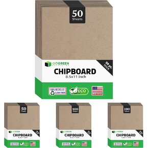 Chipboard, Chip Board, Book Board, Chipboard Sheets 8.5 X 11, Backing Board, Paperboard, Cardboard Sheets, Book Binding Board, 100 Thin Chipboard Sheets (22Point)