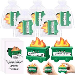 Inspirational Gift Set Dumpster Stress Balls with Positive Cards Organza Bags Relief Squeeze Balls Dietitian Appreciation Gifts Funny Gifts for Employee Coworker Students(5 Set,Dumpster)