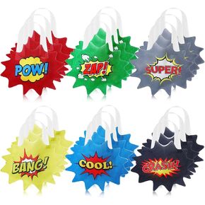 Silkfly 24 Pcs Hero Birthday Party Supplies Non Woven Reusable Bags Hero Theme Gift Bags with Handle for Hero Party Favor
