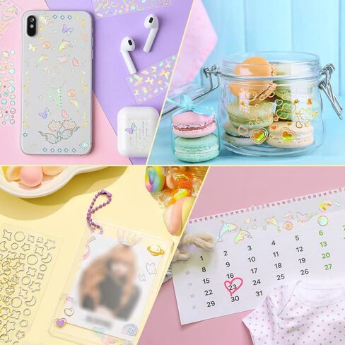 Gersoniel 18 Sheets Scrapbook kpop ملصقات لاصقة ديكور y2k shinny الكورية الملصقات الكورية للمعارك الضوئية الفراشة النجمة القمر مقاوم للماء مخطط ديكورنر in Kuwait