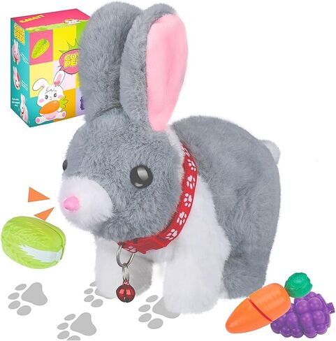 Walking Bunny Toys for Kids, Bunny Stuffed Animal Interactive Electronic Toys, Swinging Ears, Twitching Mouth and Nose, Easter Christmas and Birthday Gift, Suitable for Toddlers 3, 4, 5, 6, 7Years Old in Saudi Arabia
