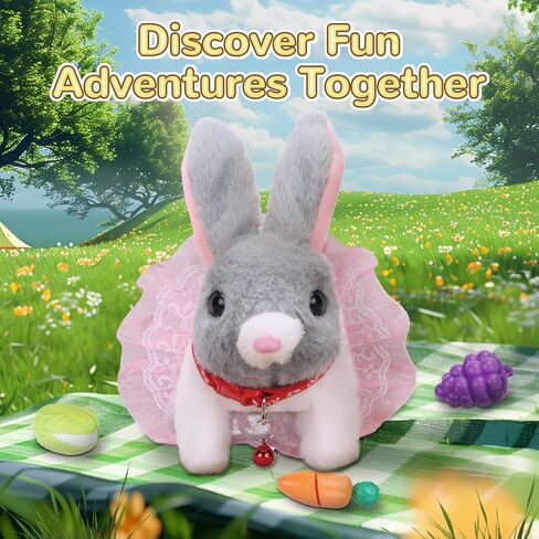 Walking Bunny Toys for Kids, Bunny Stuffed Animal Interactive Electronic Toys, Swinging Ears, Twitching Mouth and Nose, Easter Christmas and Birthday Gift, Suitable for Toddlers 3, 4, 5, 6, 7Years Old in Saudi Arabia