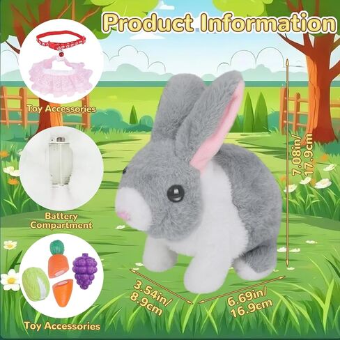 Walking Bunny Toys for Kids, Bunny Stuffed Animal Interactive Electronic Toys, Swinging Ears, Twitching Mouth and Nose, Easter Christmas and Birthday Gift, Suitable for Toddlers 3, 4, 5, 6, 7Years Old in Saudi Arabia
