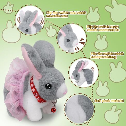 Walking Bunny Toys for Kids, Bunny Stuffed Animal Interactive Electronic Toys, Swinging Ears, Twitching Mouth and Nose, Easter Christmas and Birthday Gift, Suitable for Toddlers 3, 4, 5, 6, 7Years Old in Saudi Arabia