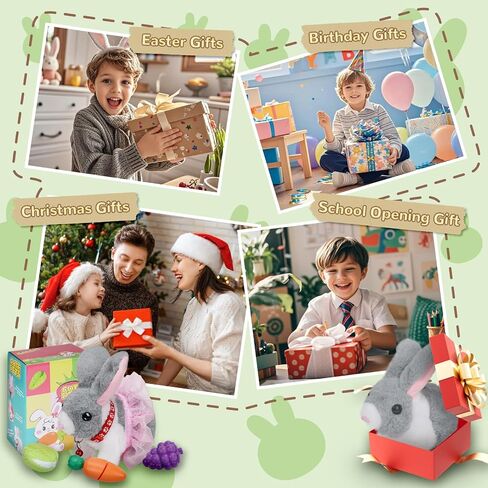 Walking Bunny Toys for Kids, Bunny Stuffed Animal Interactive Electronic Toys, Swinging Ears, Twitching Mouth and Nose, Easter Christmas and Birthday Gift, Suitable for Toddlers 3, 4, 5, 6, 7Years Old in Saudi Arabia