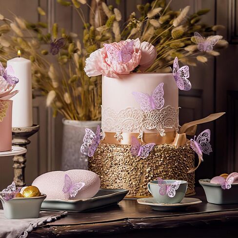 72 Pcs Butterfly Decorations, 3 Sizes 3 Styles, Wall Decor, Butterfly Party Birthday Decorations, Butterflies for Crafts, Cake Decorating, Wall Stickers Room Decor, Lavender in Kuwait