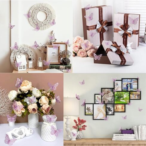72 Pcs Butterfly Decorations, 3 Sizes 3 Styles, Wall Decor, Butterfly Party Birthday Decorations, Butterflies for Crafts, Cake Decorating, Wall Stickers Room Decor, Lavender in Kuwait