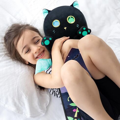 Mewaii Artist-Designed Ultra Soft Long Cat Plush Body Pillow, Extra Stuffing for Comfort, Premium Quality Stuffed Animal Gift for Girlfriend or Cat Lovers (Orange M-Marked Body Pillow 20 Inch) in Saudi Arabia