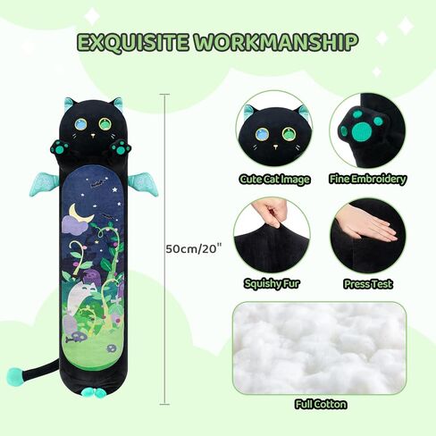 Mewaii Artist-Designed Ultra Soft Long Cat Plush Body Pillow, Extra Stuffing for Comfort, Premium Quality Stuffed Animal Gift for Girlfriend or Cat Lovers (Orange M-Marked Body Pillow 20 Inch) in Saudi Arabia