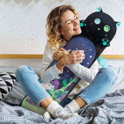 Mewaii Artist-Designed Ultra Soft Long Cat Plush Body Pillow, Extra Stuffing for Comfort, Premium Quality Stuffed Animal Gift for Girlfriend or Cat Lovers (Orange M-Marked Body Pillow 20 Inch) in Saudi Arabia