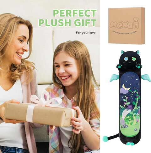 Mewaii Artist-Designed Ultra Soft Long Cat Plush Body Pillow, Extra Stuffing for Comfort, Premium Quality Stuffed Animal Gift for Girlfriend or Cat Lovers (Orange M-Marked Body Pillow 20 Inch) in Saudi Arabia
