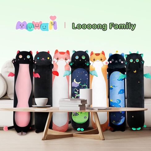 Mewaii Artist-Designed Ultra Soft Long Cat Plush Body Pillow, Extra Stuffing for Comfort, Premium Quality Stuffed Animal Gift for Girlfriend or Cat Lovers (Orange M-Marked Body Pillow 20 Inch) in Saudi Arabia