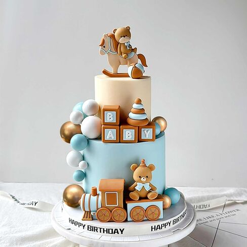JeVenis Luxury Baby Bear Shower Cake Topper - Bears Train & Birthday Cake Decoration in Saudi Arabia