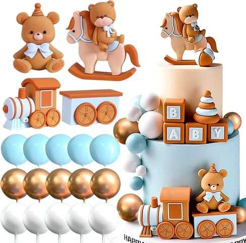 JeVenis Luxury Baby Bear Shower Cake Topper - Bears Train & Birthday Cake Decoration in Saudi Arabia