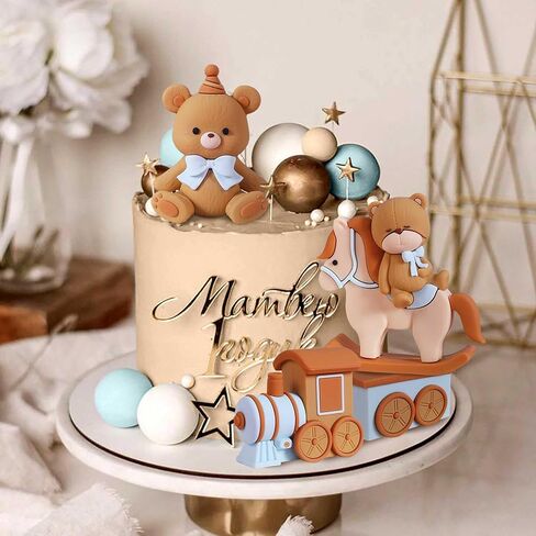 JeVenis Luxury Baby Bear Shower Cake Topper - Bears Train & Birthday Cake Decoration in Saudi Arabia