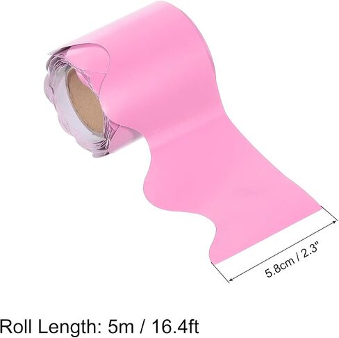 PATIKIL 2.3" x 16.4ft Bulletin Board Border, Scalloped Trim Strips Wall Decor for Locker Classroom Cork Poster Black Board White Chalkboard, Pink in Kuwait