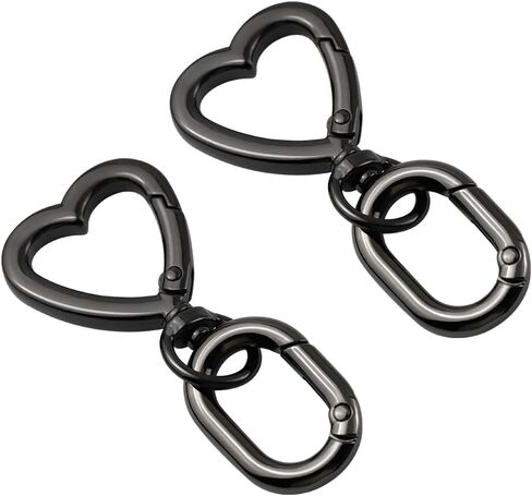 2 sets Metal Heart Swivel Spring Clasps Carabiner Buckle Key Chain Hook for Handbag DIY Bags Key Rings and Craft Making in Kuwait