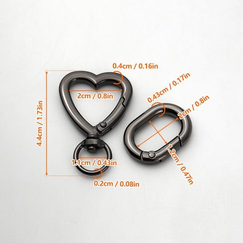 2 sets Metal Heart Swivel Spring Clasps Carabiner Buckle Key Chain Hook for Handbag DIY Bags Key Rings and Craft Making in Kuwait