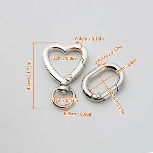 2 sets Metal Heart Swivel Spring Clasps Carabiner Buckle Key Chain Hook for Handbag DIY Bags Key Rings and Craft Making in Saudi Arabia